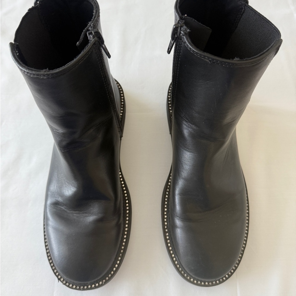 Zara Black Ankle Booties with Side Zipper Rhinestones